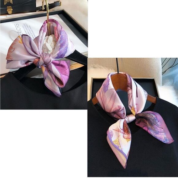 Purple Floral Silk Scarf - Picture 4 of 4